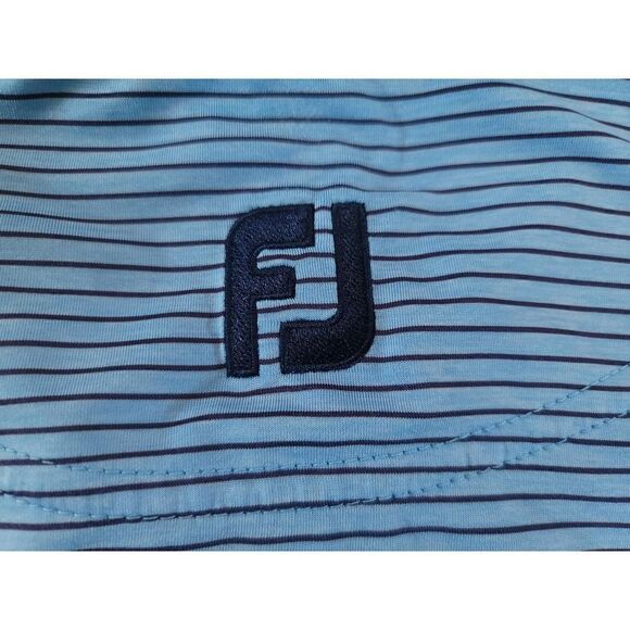 Footjoy Golf Polo Shirt Mens XL Blue Navy Stripe Short Sleeve EUC Microfiber - Picture 7 of 8
